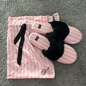 Victoria's Secret Pink and White Striped Slippers